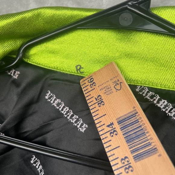 Valabasas Da Vinci Mens Metallic Denim Jacket Lime Green Neon Streetwear Size M - Picture 4 of 16